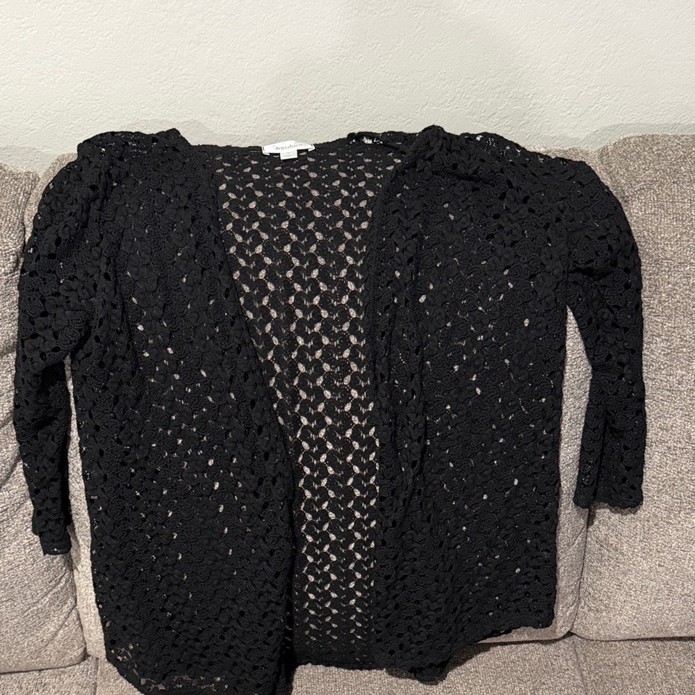dressbarn Black Open-Knit Women's Cardigan